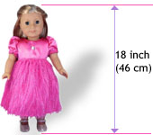 doll in pink dress showing 18 Inch Doll Clothes Patterns Size