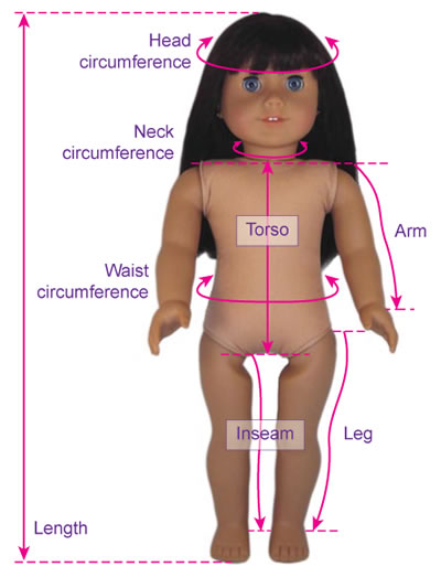 measurements of american girl doll
